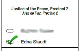 Edna Staudt -Justice of the Peace
